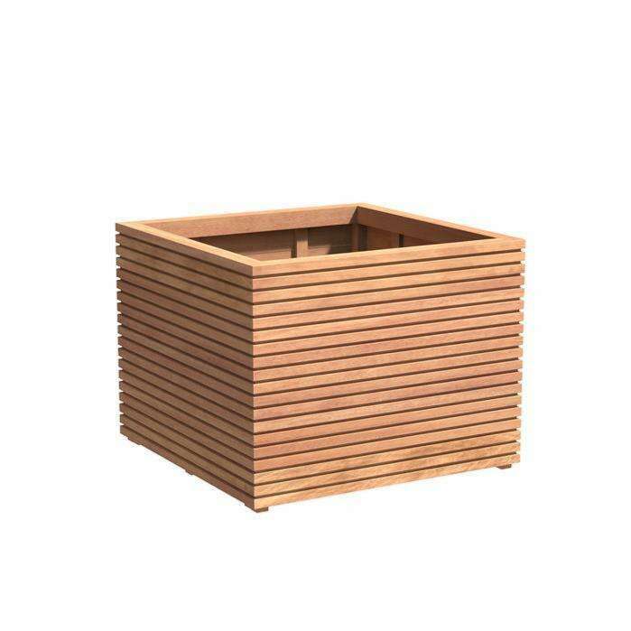 Pot pour fleur bac carré bois exotique Malaga - extérieur jardin - 100x100cm