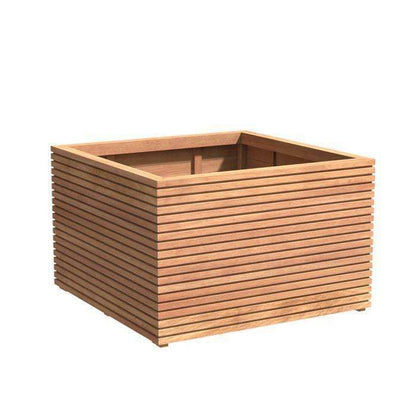 Pot pour fleur bac carré bois exotique Malaga - extérieur jardin - 120x120 cm