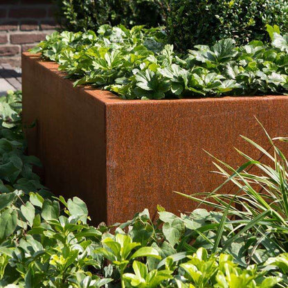 Pot pour fleur bac carré sans fond aspect rouillé - jardin terrasse - L.100xH.60cm Acier Corten