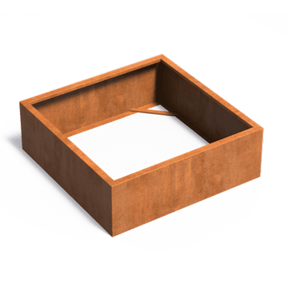 Pot pour fleur bac carré sans fond aspect rouillé - jardin terrasse - L.120xH.40cm Acier Corten