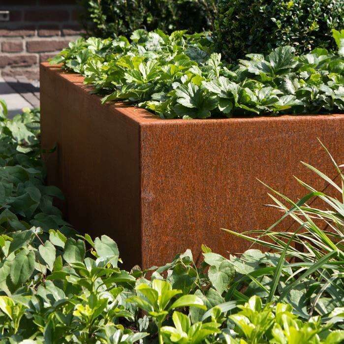 Pot pour fleur bac carré sans fond aspect rouillé - jardin terrasse - L.120xH.60cm Acier Corten