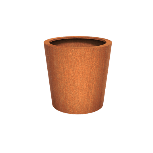 Pot pour fleur bac conique Cado rouillé - extérieur jardin - H.100xØ.100cm Corten