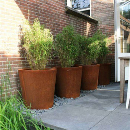 Pot pour fleur bac conique Cado rouillé - extérieur jardin - H.100xØ.100cm Corten