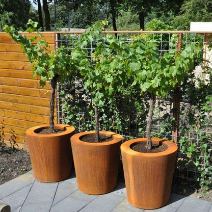 Pot pour fleur bac conique Cado rouillé - extérieur jardin - H.100xØ.100cm Corten