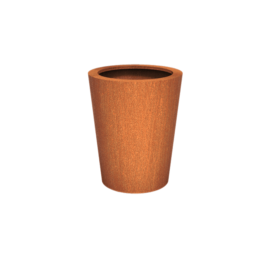 Pot pour fleur bac conique Cado rouillé - extérieur jardin - H.100xØ.80cm Corten