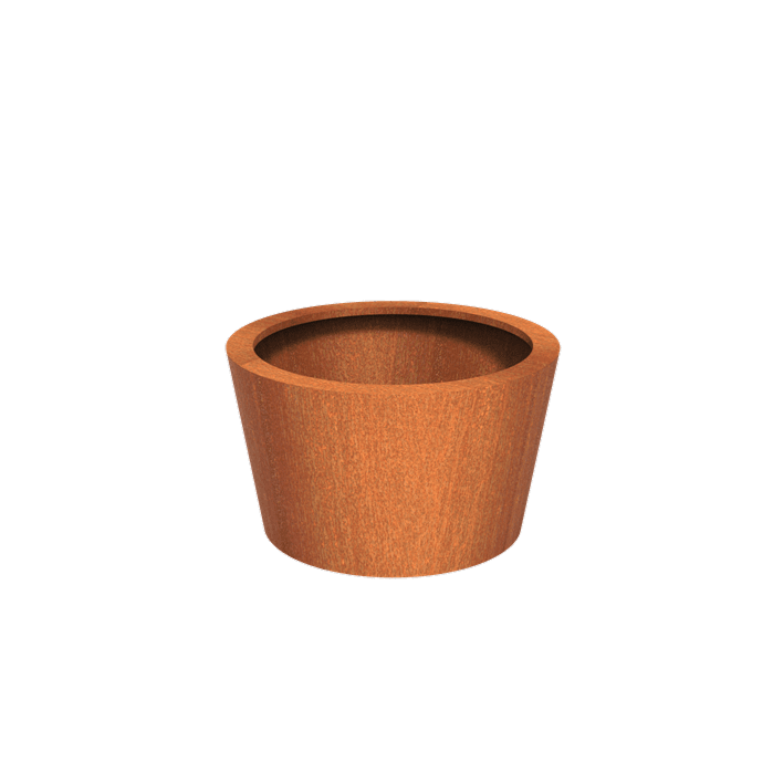 Pot pour fleur bac conique Cado rouillé - extérieur jardin - H.60xØ.100cm Corten