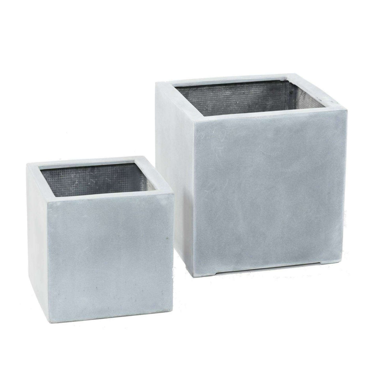 Pot pour fleur bac cube intérieur / extérieur H.20cm gris Fiberstone