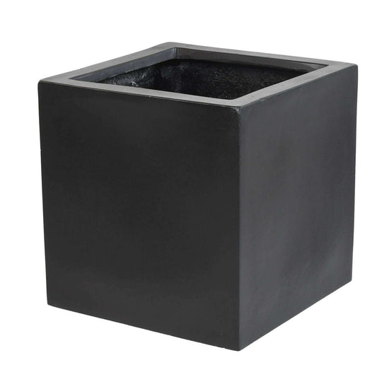 Pot pour fleur bac cube intérieur / extérieur H.20cm noir Fiberstone