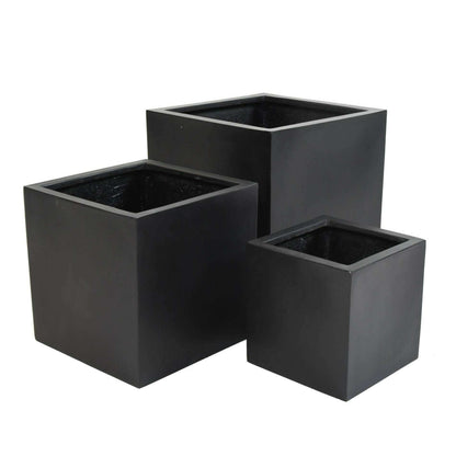 Pot pour fleur bac cube intérieur/extérieur H.40cm noir Fiberstone