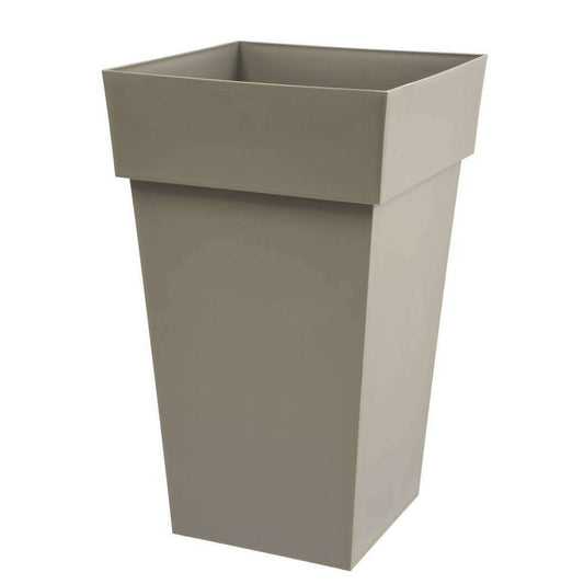 Pot pour fleur Toscane bac carré intérieur extérieur balcon H.65 cm taupe EDA PLASTIQUES