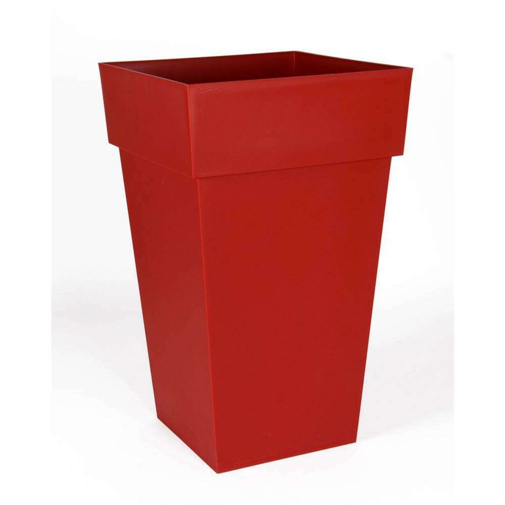 Pot pour fleur Toscane bac carré intérieur extérieur balcon H.65cm rouge EDA PLASTIQUES