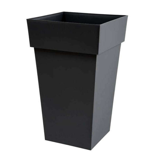 Pot pour fleur Toscane carré intérieur extérieur balcon H.65cm anthracite EDA PLASTIQUES