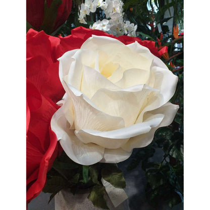 Rose artificielle géante Aliénor - décoration d'intérieur - H.125cm Ø.40cm blanche