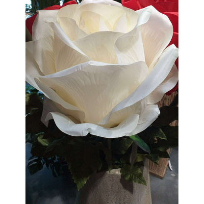 Rose artificielle géante Aliénor - décoration d'intérieur - H.125cm Ø.40cm blanche