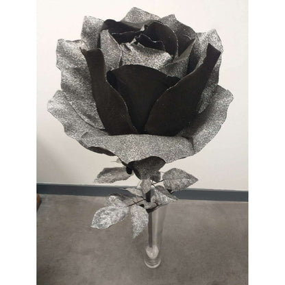 Rose artificielle géante noir pailleté - décoration d'intérieur - H125xØ.40cm