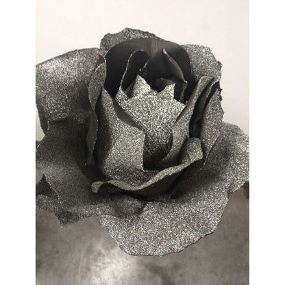 Rose artificielle géante noir pailleté - décoration d'intérieur - H125xØ.40cm