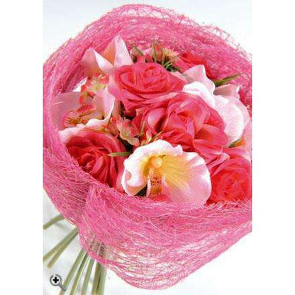 Roses et orchidées fuchsia - Bouquet artificiel - H.25 cm