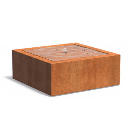 Table d'eau fontaine avec LED - extérieur jardin - 100xH.40cm Acier Corten