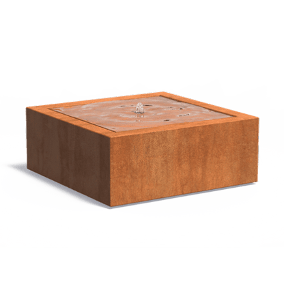 Table d'eau fontaine avec LED - extérieur jardin - 100xH.40cm Acier Corten