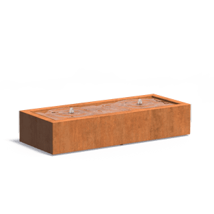 Table d'eau rectangulaire fontaine avec LED - extérieur jardin - 200x80x40cm Acier Corten