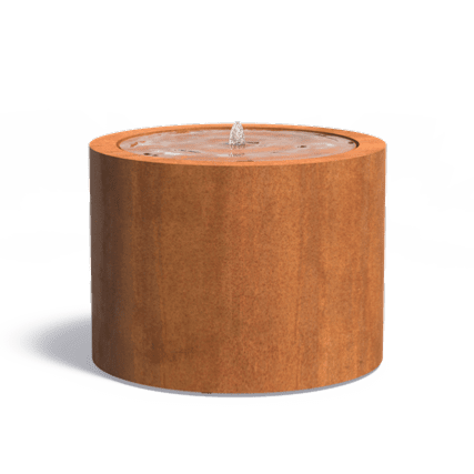 Table d'eau ronde fontaine avec LED - extérieur jardin - Ø.100xH.75cm Acier Corten