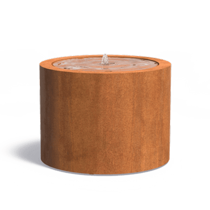 Table d'eau ronde fontaine avec LED - extérieur jardin - Ø.100xH.75cm Acier Corten