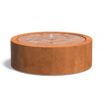 Table d'eau ronde fontaine avec LED - extérieur jardin - Ø.120xH.40cm Acier Corten