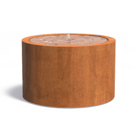 Table d'eau ronde fontaine avec LED - extérieur jardin - Ø.120xH.75cm Acier Corten