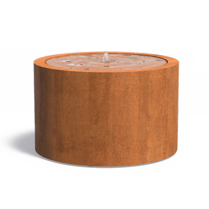 Table d'eau ronde fontaine avec LED - extérieur jardin - Ø.120xH.75cm Acier Corten