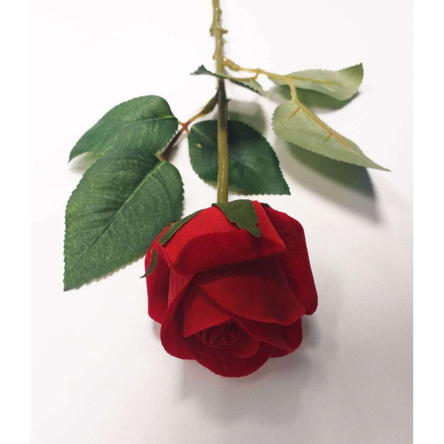 Tige de rose artificielle bouton en velours - composition florale - H.45cm rouge