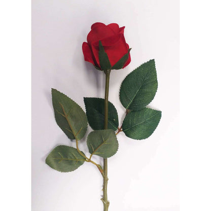 Tige de rose artificielle bouton en velours - composition florale - H.45cm rouge